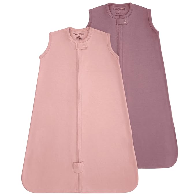 Baby Sleep Sack 1.0 TOG, Organic Cotton Baby Wearable Blanket with Two-Way Zipper, Swaddle Transition Baby Sleeping Bag, All-Season Sleep Sack for Newborn Infant Toddler Boy Girl, 2-Pack, 0-6 Month