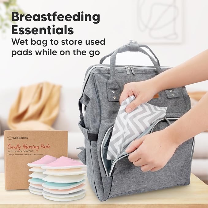 Organic Nursing Pads - 14 Washable Viscose Derived from Bamboo Breastfeeding Pads, Wash Bag, Reusable Breast Pads for Breastfeeding, Nipple Pads for Breastfeeding Essentials(Pastel Touch, M 3.9")