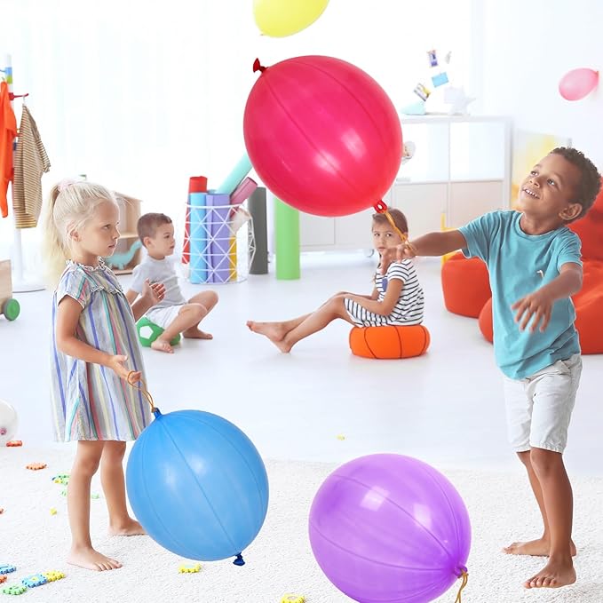rubfac 30Pcs Punch Balloons, Party Favors for Kids, Thickened Heavy Duty Neon Punching Bounce Balloon for Birthday Goodie Bag Stuffers Exciting Outdoor Play Supply