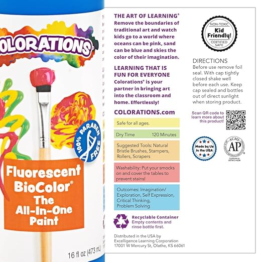 BioColor FBIOOR Paint, Fluorescent Orange - 16 oz.