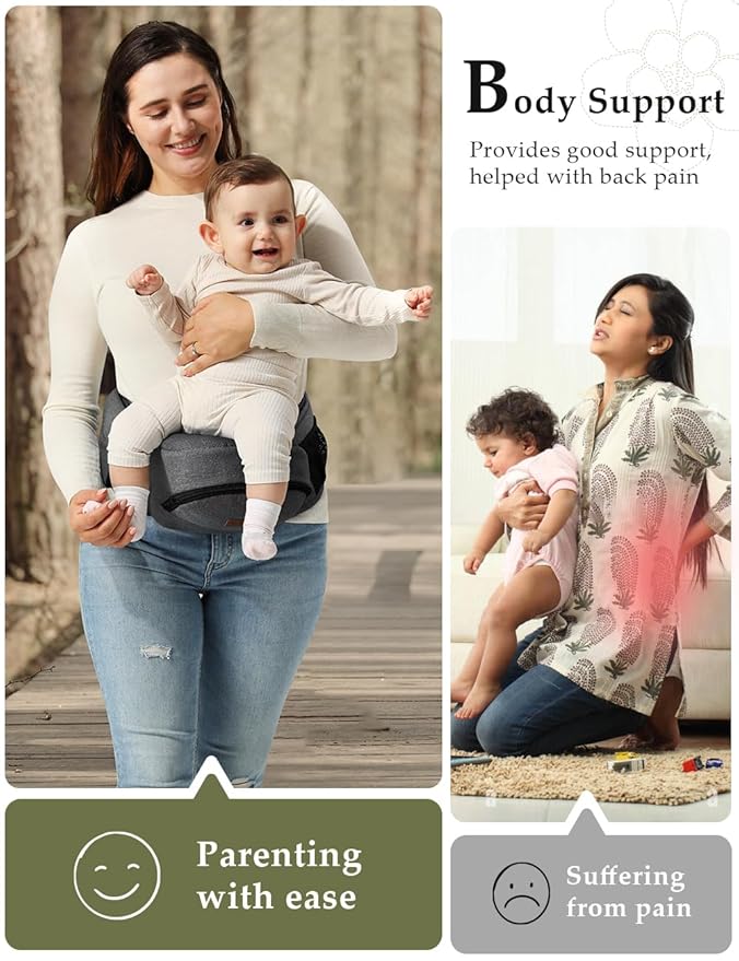 besrey Baby Hip Carrier, Adjustable Waist Belt Carrier, Ergonomic M Position Baby Hip Seat Carrie, Up to 44lb, Easy Fold Up, Infant Hipseat with Fanny Pack