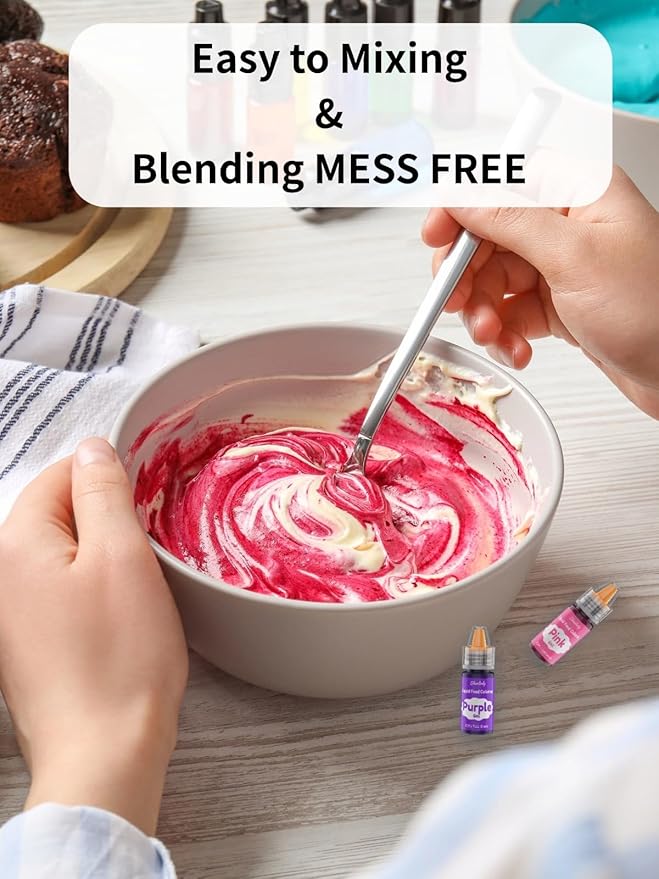 Food Coloring Liquid Set for Baking, Shanlinly 12 Color Food Grade Neon Easter Egg Dye Kit for Cake Decorating, Fondant, Frosting, Cookies, Christmas Baking - Tasteless, Vibrant - 0.25 Fl. oz/Bottles