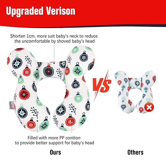 KAKIBLIN Baby Travel Pillow for Head and Neck, Upgraded Baby Support Pillow, Baby Neck Pillows for Car Seat,Pushchair,Travel,(Cross)