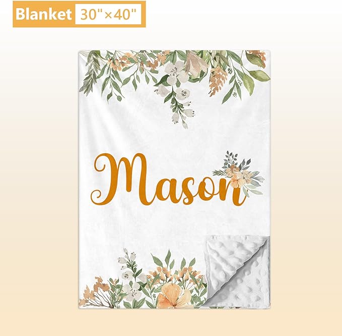 Custom Baby Crib Set - 5 Pcs Personalized Name Flowers Crib Bedding Set for Infants Toddlers - Soft Double Layer Nursery Bedding Set for Girls Boys - Customized Gifts for Baby Shower Birthday