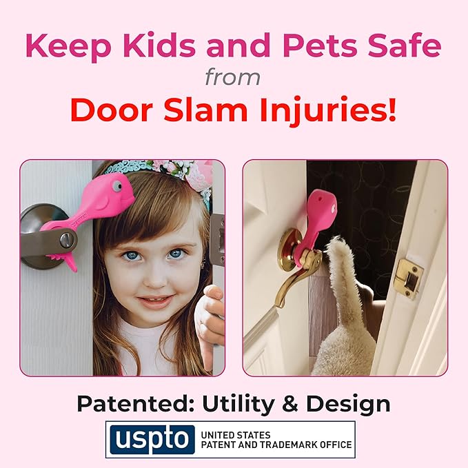 Baby Proofing Door Stopper, Door Pinch Guards Protect Child Fingers & PET Tails. Baby Safety Finger Protectors Prevent Pinch Injuries – Kids and Adults Love Whale Pinch Guard (Pink)