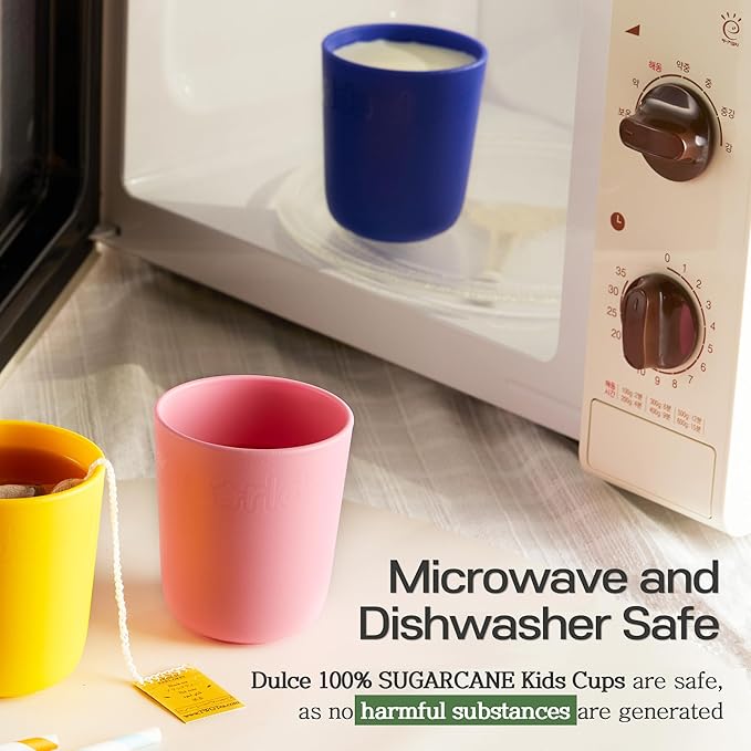 SUGARCANE Kids Cups 10 oz - 5 Pack, USDA & LFGB Certified Toddler Cups - BPA Free - Dishwasher Safe, Reusable, Unbreakable - Multi