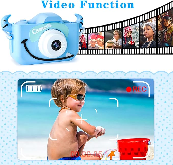 Kids Camera Toys for 3 4 5 6 7 8 9 10 11 12 Years Old Boys/Girls, Kids Digital Camera for Toddler with Video, Birthday Festival for Kids, Selfie Camera for Child, 32GB TF Card