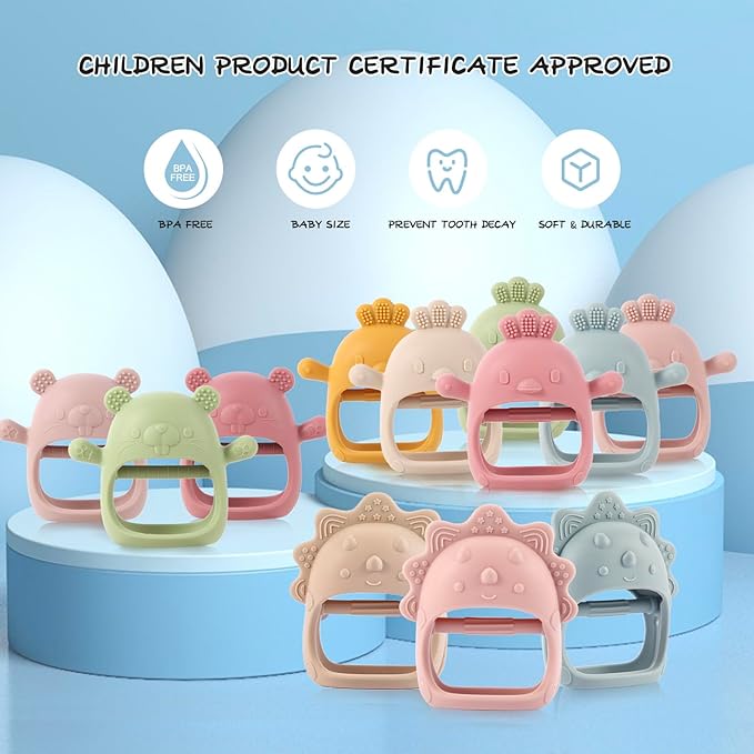Baby Teething Toys, Teething Toys, Teethers for Babies 3-6 Months, Baby Chew Toys, BPA Free Teether Mitten with Soft Texture for Sensory Exploration and Itching Teething Relief