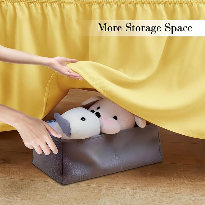 Horbaunal 2 Pack Set Crib Skirt & Crib Bed Sheet, Yellow Crib Bed Skirt 28" x 52" with 14" Drop Dust Ruffle, Soft Microfiber Toddler Bedskirt Nursery Bedding Skirt for Baby Girls and Boys