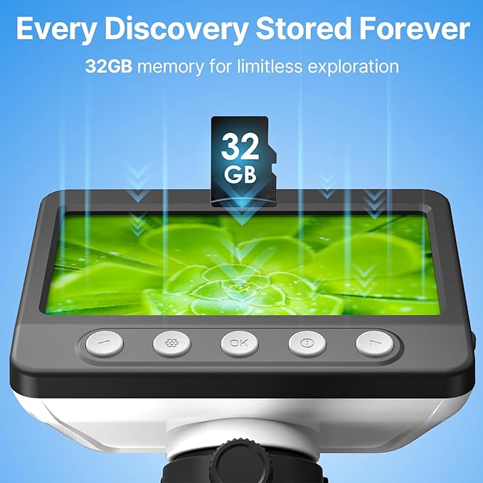 Coin Microscope for Error Coins, 4.3 inches 1080P LCD Digital Microscope, 50x-1000x Magnifier with 8 Adjustable LED Lights, PC View, Compatible with MacOS Windows for Adults Kids