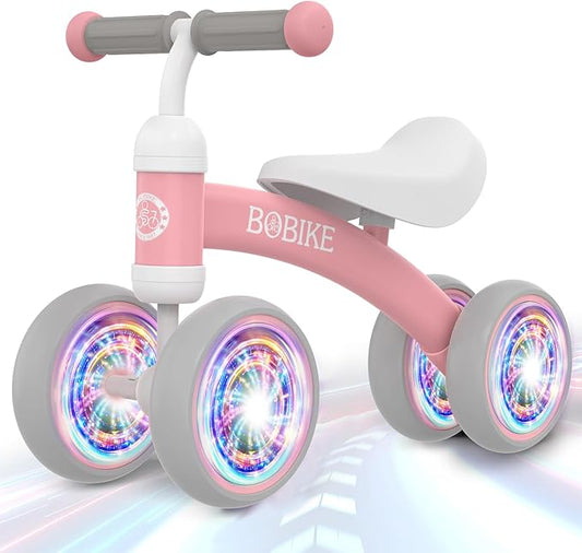 Baby Balance Bike Toys for 12-36 Months Kids Toy Boy and Girls Gifts Toddler Best First Birthday Gift Children Walker No Pedal Infant 4 Wheels Bicycle (Colorful, Pink-Light)