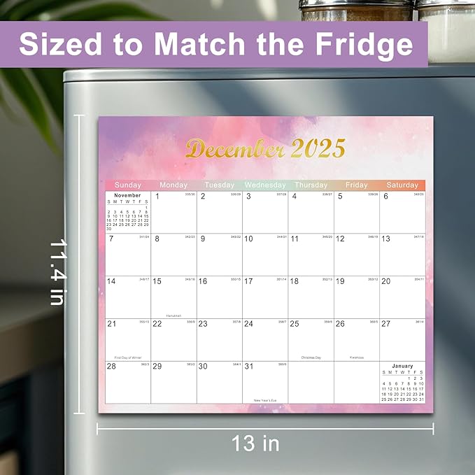 2025-2027 Magnetic Fridge Calendar 21 Monthly Magnetic Calendar for Refrigerator Planner Runs from October 2025 Until June 2027 Easy Organizing Markers Tearable (Colorful)