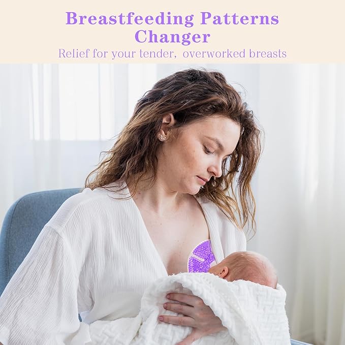 Hot/Cold Breast Gel Bead Ice Packs Breast Cooling/Heat Pads Relief for Breastfeeding, Nursing Pain, Mastitis, Engorgement, Swelling, Plugged Ducts | Boost Milk Let-Down & Production,2 Pack (Purple)