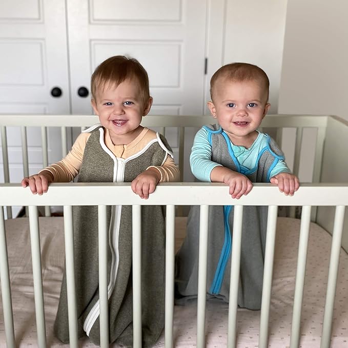 baby deedee Sleep Nest Fleece Baby Sleeping Bag, Gray Aqua, 0-6 Month