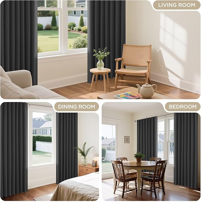 Joydeco Blackout Curtains 84 Inch Length 2 Panels Set, Thermal Insulated Black Out Curtains for Bedroom, Room Darkening Drapes for Living Room Window (W52 x L84 Inch, Dark Grey)