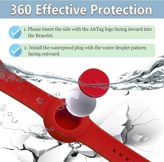 Waterproof Bracelet for AirTag Kids, Personalized Initial Letter Hidden Holder Compatible with Air Tag, Silicone Case for Airtag Adjustable Anti-Lost GPS Tracker for Toddler Child Elder, L
