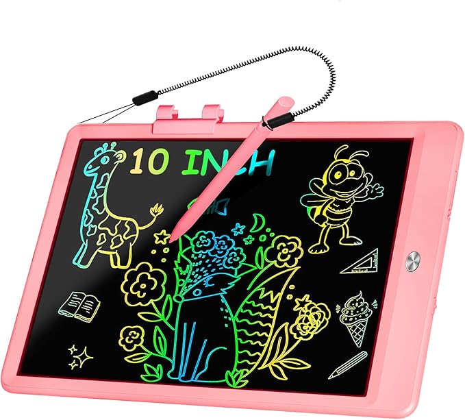 Decute Kids Toys LCD Writing Tablet with Stylus, 10 Inch Erasable Toddlers Doodle Board, Reusable Drawing Pad for Kids, Educational Christmas Birthday Gift for 3 4 5 6 7 8 Girls Boys Toddler Pink