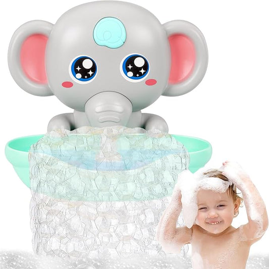 Baby Bath Toys, Magnetic Charging Music Bath Bubble Machine, Elephant Bubble Maker for Kids Ages 1-3 4-8, Toddler Bathtub Toy Gift for Boys and Girls (Grey)