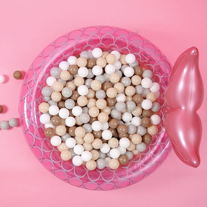 GOGOSO Balls for Ball Pit - Plastic Ball for Toddlers 1-3, Baby Kids Ball Pool Decoration 50 100 200 300 500 1000 (Grey+Coffee+ Beige+White, 1000 Balls)