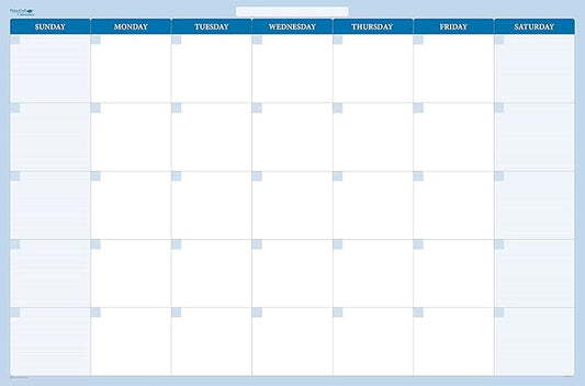 30-Day 1-Month Dry and Wet Erasable Wall Calendar Planner (Horizontal 32" 48", Sky Blue)