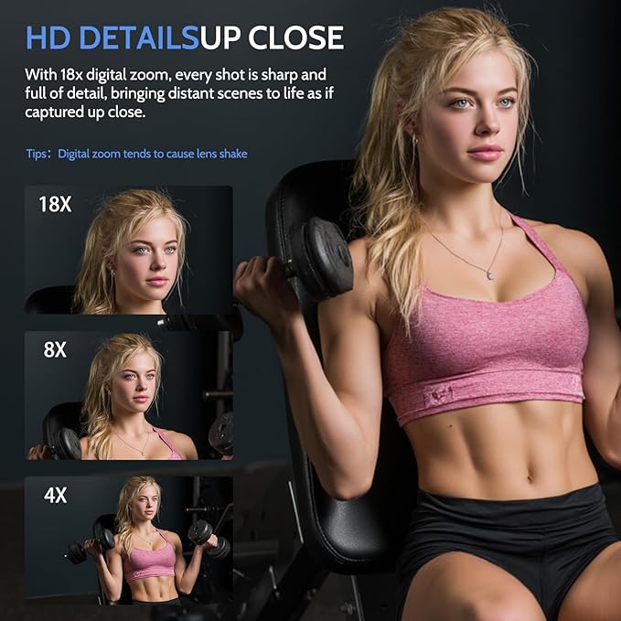 5K Digital Camera, Dual Screens Camera with 18X Digital Zoom, Compact Vlogging Camera for Teens, Beginner-Friendly Gift Pack, 32GB Card & 2 Batteries, Black