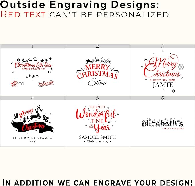 Christmas Eve Box Personalized - Xmas Gift Boxes for Gifts - North Pole Delivery Box - Christmas Tree Present Boxes Customized - Large Santa Storage Chest - Reusable Holiday Decor 11 x 8 x 4.75 in