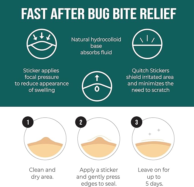 Quitch Mosquito Bite Relief Safari Animal Patches, Bug Bite Anti Itch Cream Alternative for Kids and Baby, Insect Bite Relief, After Bite Relief, Travel Essential for Summer Camp, Cruise and Outdoors
