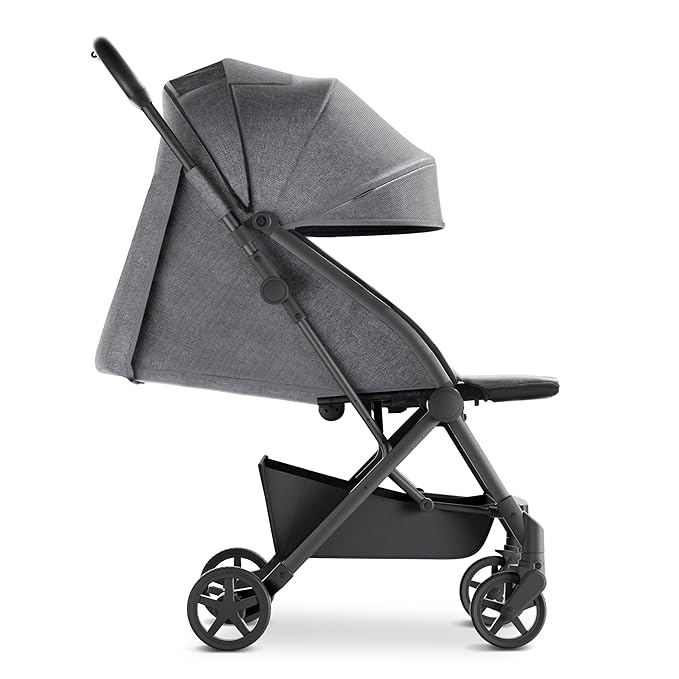 Mompush Lithe V2 Lightweight Travel Stroller, Compact Foldable Baby Stroller with Travel Bag, One-Hand Fold Stroller, Snack Tray, Mechanical Recline Seat, Airplane-Ready, Organizer & Rain Cover