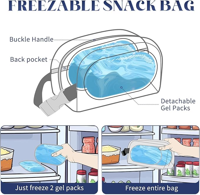 CERBONNY Small Cooler Bag Freezable Lunch for Work School Travel,Leak-proof Bag,Small Insulated For Kids/Adults,Freezer Bags,Freezable Snack Bag,Mini Fit Yogurt Black