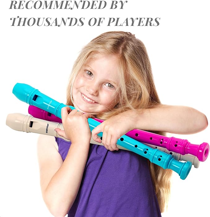 EAST TOP Soprano Recorder for Kids Beginners, 8 Hole Plastic German Fingering Flute Recorder 3 Piece with Cleaning stick, Cotton pouch, Fingering Chart, Colorful box (Ivory), as a gift
