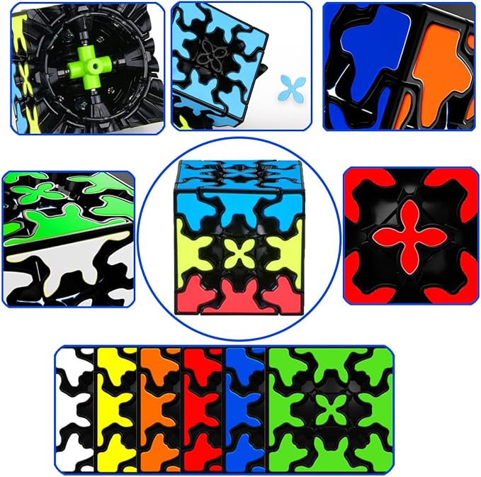 Gear Cube 3x3 with Three-Dimensional Gear Structure Magic Cube 3x3x3 Puzzles Toys (60mm) Brain Teaser Puzzle Game Toy for Children and Adults (Style A)