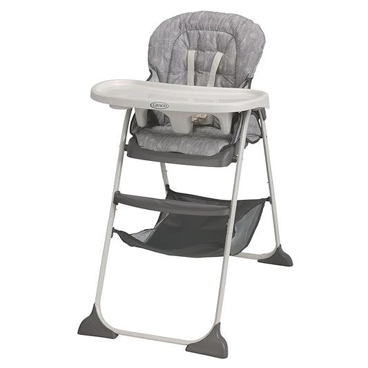 Graco Slim Snacker High Chair, Ultra Slim, Fast-Folding, Multiple Recline Positions, Comfortable Feeding, Whisk