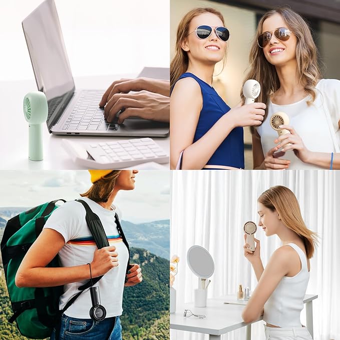 JISULIFE Portable Handheld Turbo Fan [16H Max Cooling Time], 4000mAh USB Rechargeable Personal Battery Operated Lash Small Pocket Fan with 5 Speeds for Travel/Outdoor/Vacation/Concerts - White