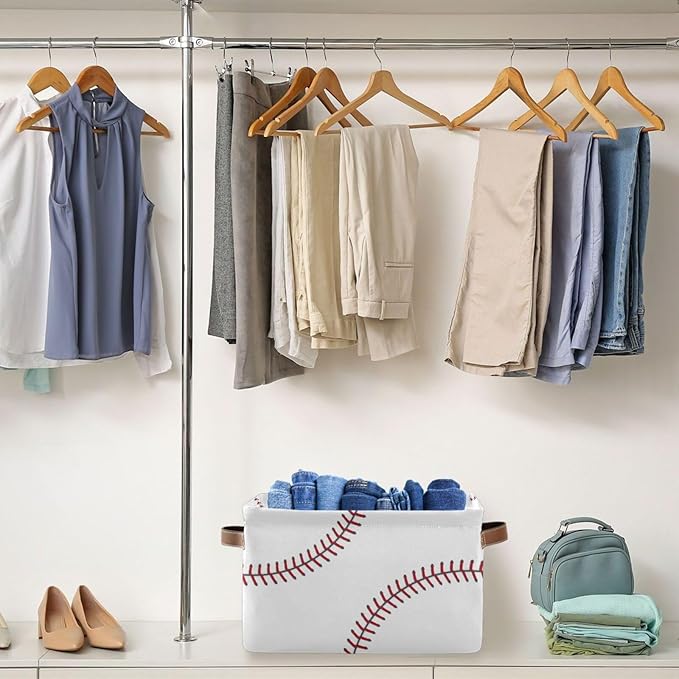 Storage Basket Bin Baseball Organizer Basket Collapsible Shelf Basket Cube with handle for Nursery Bedroom Bathroom