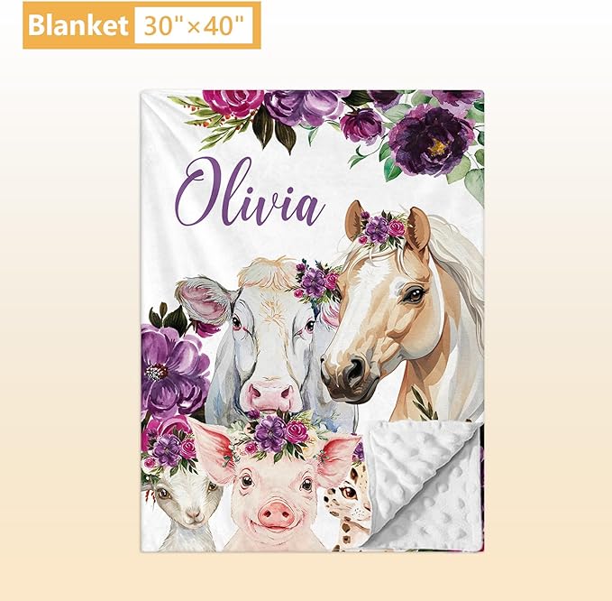 Custom Baby Crib Bedding Set, 5 Pcs Personalized Name Baby Crib Sets for Infant Toddler, Floral Horse Nursery Bedding Set for Baby Girls, Double Layer Baby Bedding Sets, Gifts for New Parents