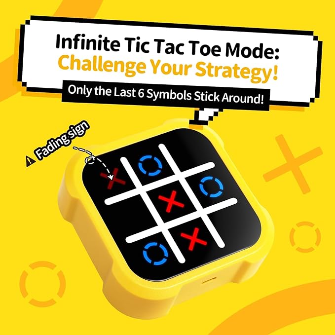 Tic Tac Toe Game, 3-in 1 Electronic Handheld Game Console, Road Trip Activities for Kids - Juegos para Niños - Ideal Gifts for Kids and Adults