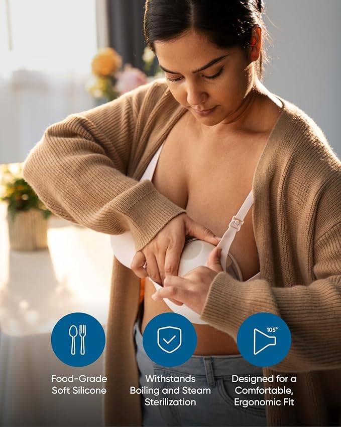 eufy Original 24mm Flange (2-Pack), Replacement Accessories for Wearable Breast Pump E20/S1/S1 Pro, HeatFlow™ Technology, Food-Grade Silicone, Durable, Comfortable, Ergonomic Fit