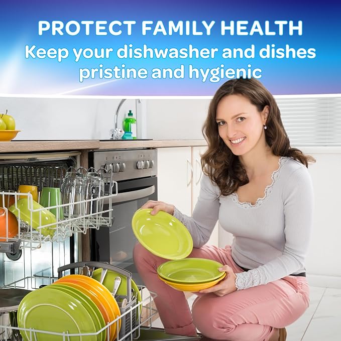 Dishwasher Cleaner and Deodorizer Tablets - Deep Clean Dishwasher Cleaner Tablets, Septic Safe, Natural Limescale Remover - Compatible with All Models (24 Pack)