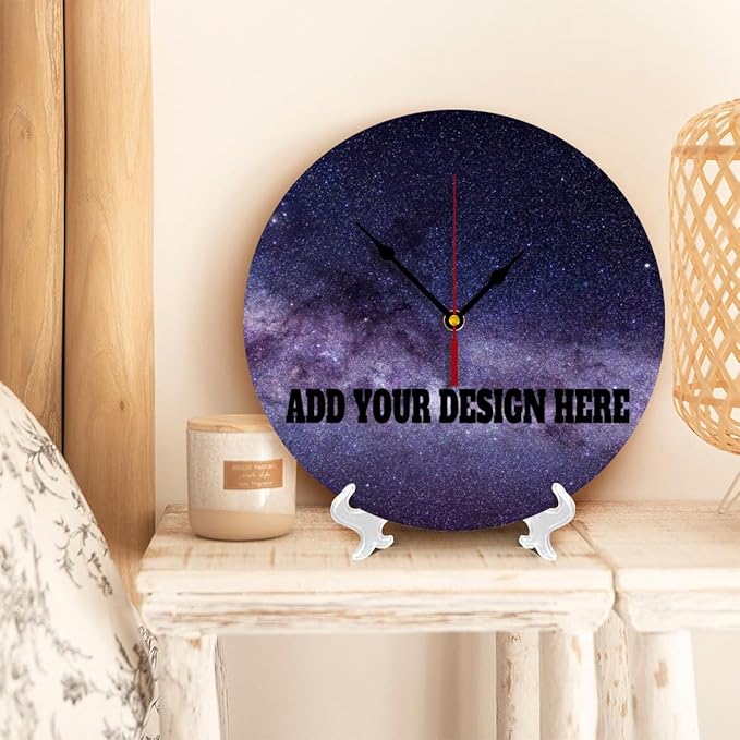Generic Custom Wall Clock Personalized Clocks with Photo Text Logo That PVC Customized Round Silent Clock for Living Room Creative, 10inch-25cm