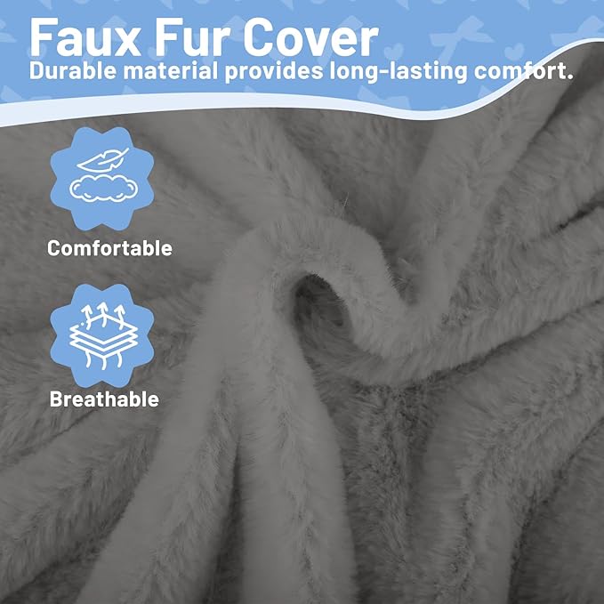 COMAX 3-in-1 Bean Bag Chair for Kids, Toddler Beanbag Bed, Convertible Child Floor Lounger, Floor Mattress with Filler for Girl Boy Sleeping Reading, Grey