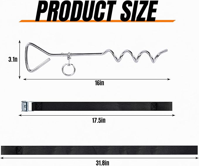 RunNico Basketball Goal Anchor, Heavy Duty Basketball Hoop Tie Down Kit, Court Setup Ground Stakes with Adjustable Straps for Basketball Mounting Trampoline Swing Tent