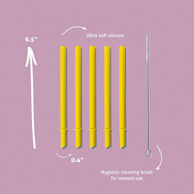 Avanchy Silicone Training Sippy Cup with Straw Lid – For Babies 6+ Months to Toddlers 1 Year Old – 8 oz Infant Water Cup for Baby Led Weaning, White + 5 Reusable Straws