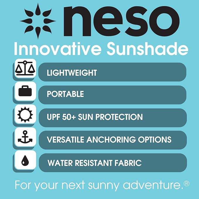 Neso Tents Beach Tent with Sand Anchor, Portable Canopy Sunshade - 7' x 7' - Patented Reinforced Corners(Periwinkle Blue)
