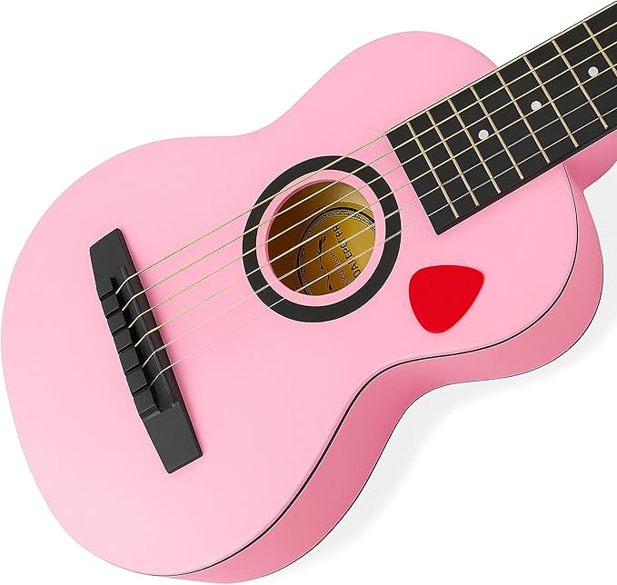 23" Acoustic Guitar, Kids 6 String Toy Guitar - Realistic Steel Strings - Beginner Practice First Musical Instrument for Children, Toddlers (Pink)