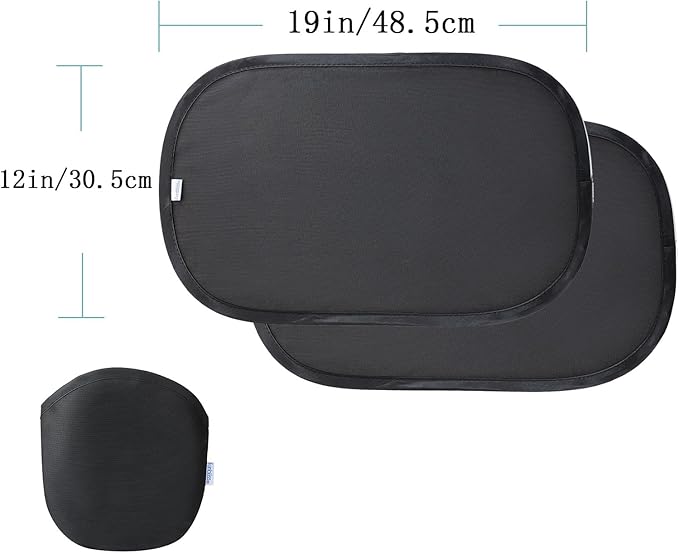 Funbliss Bar Mirror for Baby + 2 Pack Car Window Shades Bundle (19″ × 12″), UPF 50+ Window Shade for Baby in Car, 360° Rotation Fully-Adjustable Straps