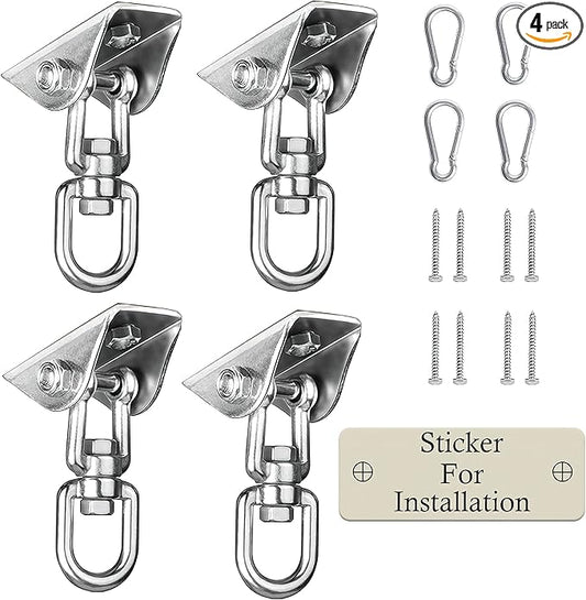 Heavy Duty Swing Hangers for Wooden Sets 2000 LB Capacity Hammock Hanger 360 Swivel Stainless Steel Swing Hardware Accessories 2 Packs for Porch Playground Yoga Heavy Bag
