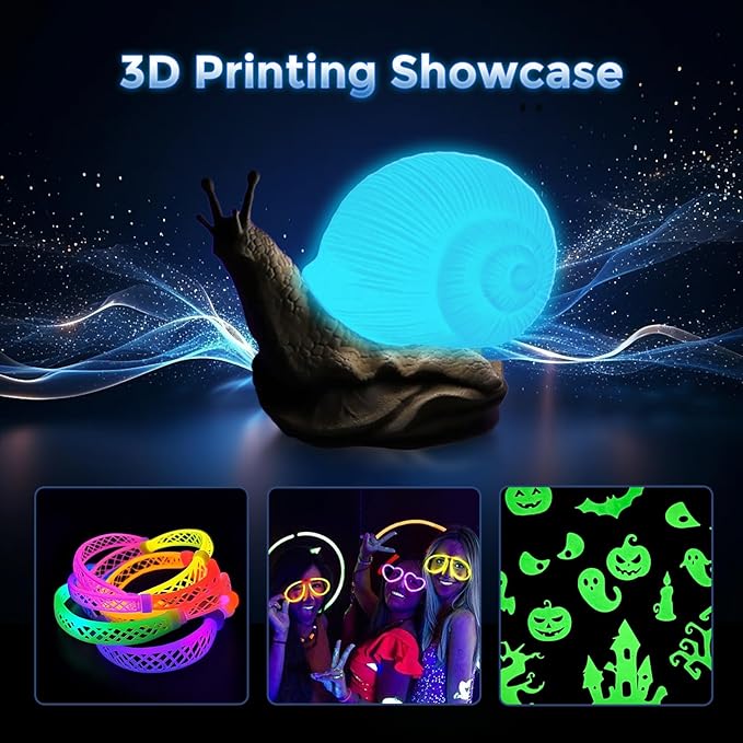 FLASHFORGE Rapid PLA Filament 1.75mm Luminous Blue, 500mm/s High Speed Printing, Glow in The Dark 3D Printer Filament 1kg Spool, Dimensional Accuracy +/- 0.02mm, Brilliant, Long-Lasting Glow