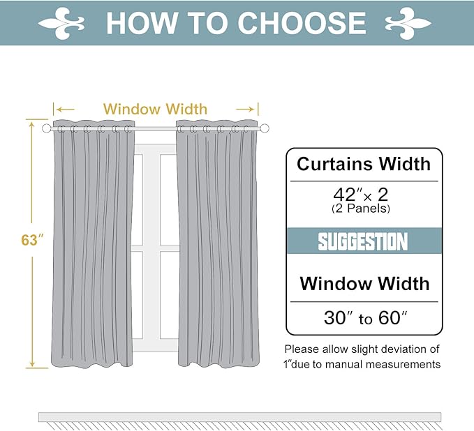 ChrisDowa 100% Blackout Curtains for Bedroom with Black Liner, 2 Thick Layers Total Blackout Thermal Insulated Grommet Window Curtains 2 Panels Set (Beige, 42 x 63 Inch)