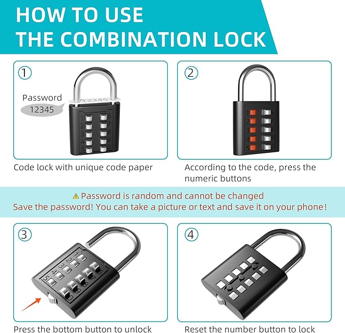 Door Knob Cover Lock with Combination Padlock, Child Proof Door Knob Covers, Door Knob Lockout Device for Dementia Elderly Safety, Renter Friendly Temporary Bedroom Door Lock (White)
