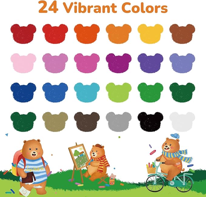 24 Color Twist Crayons for Toddlers 1-3 and Kids 4-8, Non-Toxic Washable Crayons 2-4, Ultra-Silky Easy-Grip Art Supplies, Ideal Coloring Gift for Boys and Girls